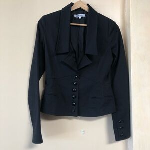 IMPERIAL Corset Military Slim Black Stretch Plunge Evening Shirt Jacket Y2K S/M